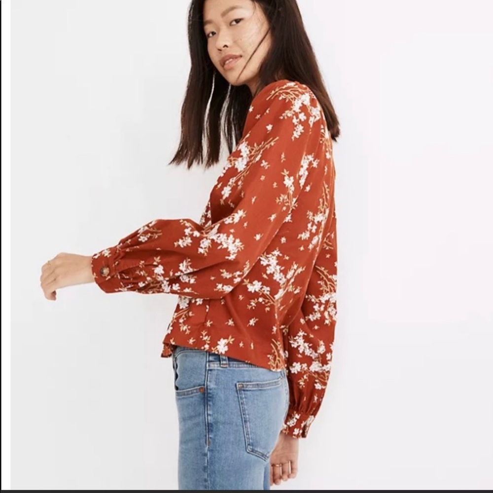 Madewell Corduroy Button-Front Puff Sleeve Top in Farmstand Bouquet Size XS - Picture 2 of 13